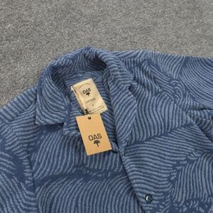 OAS Shirt Mens Small Blue Wavy Soft Terry Cotton Resort Beach Surf Swim New